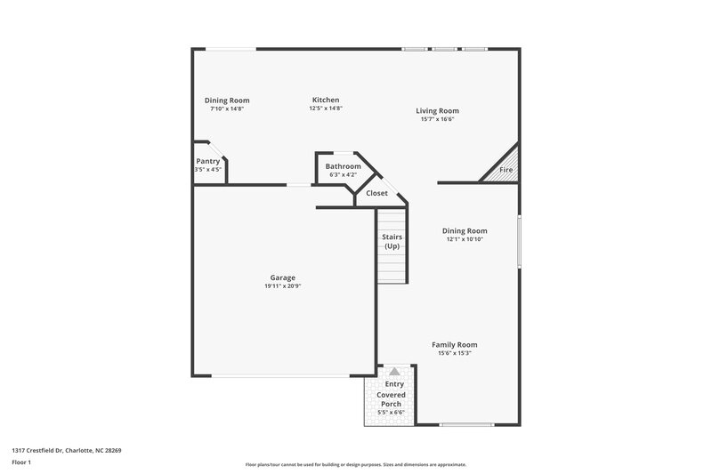 2,040/Mo, 1317 Crestfield Ct Charlotte, NC 28269 Floor Plan View