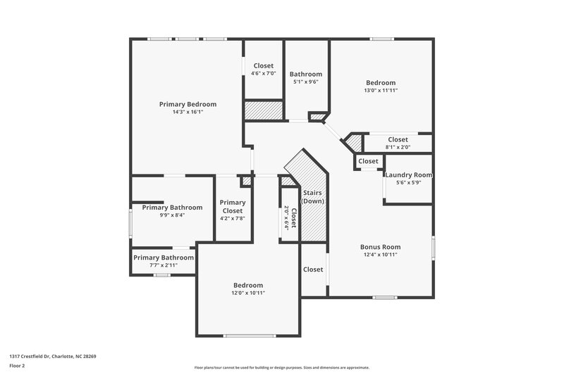 2,040/Mo, 1317 Crestfield Ct Charlotte, NC 28269 Floor Plan View 2