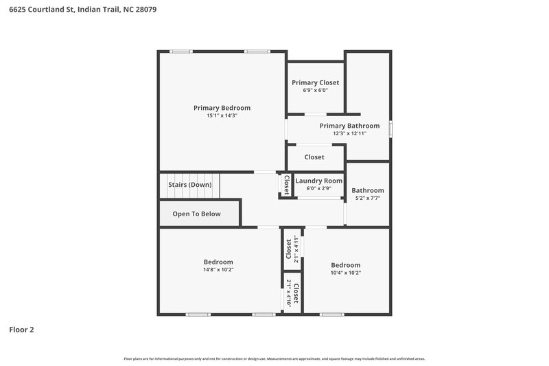 2,570/Mo, 6625 Courtland St Indian Trail, NC 28079 Floorplan View 2