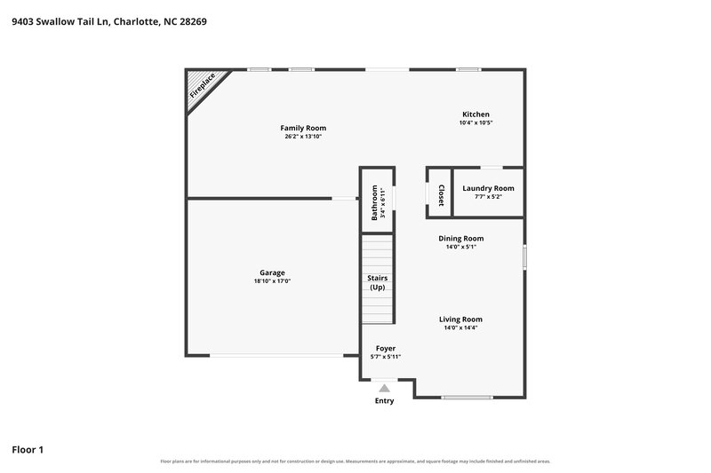 2,365/Mo, 9403 Swallow Tail Ln Charlotte, NC 28269 Floor Plan View