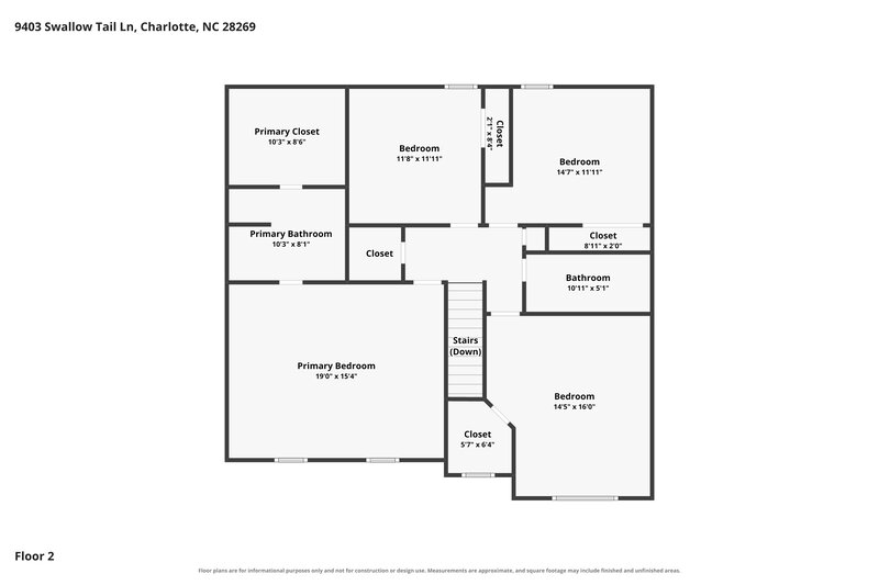 2,365/Mo, 9403 Swallow Tail Ln Charlotte, NC 28269 Floor Plan View 2