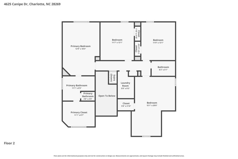 2,295/Mo, 4625 Canipe Dr Charlotte, NC 28269 Floorplan View 2