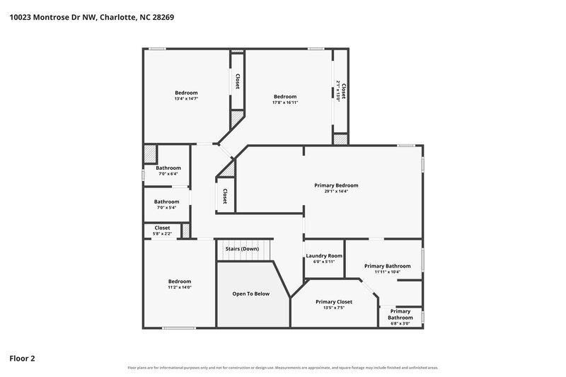 2,770/Mo, 10023 Montrose Dr NW Charlotte, NC 28269 Floor Plan View 2