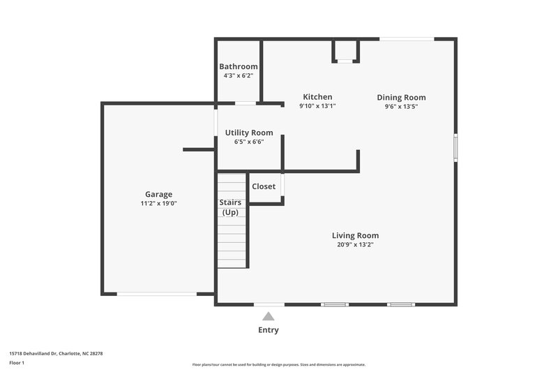 1,805/Mo, 15718 Dehavilland Dr Charlotte, NC 28278 Floorplan View