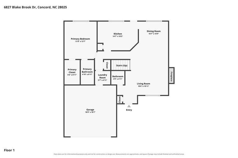 1,915/Mo, 6827 Blake Brook Dr Concord, NC 28025 Floorplan View