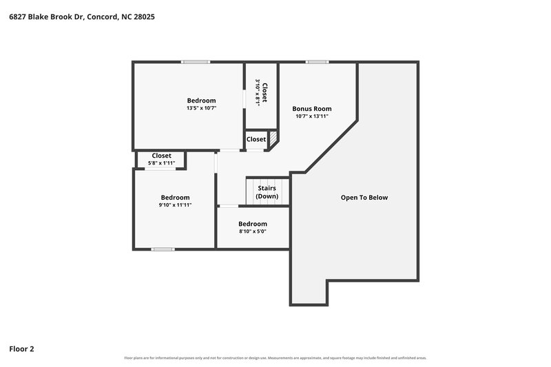 2,070/Mo, 6827 Blake Brook Dr Concord, NC 28025 Floor Plan View 2