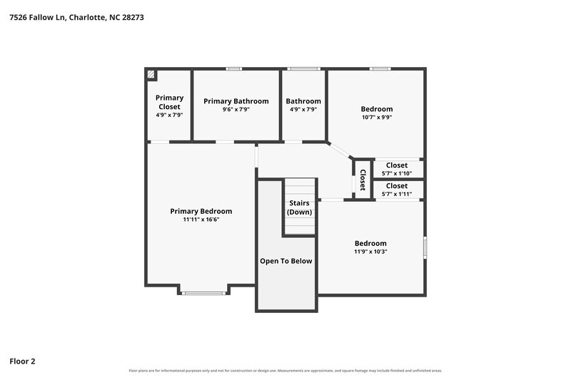 1,990/Mo, 7526 Fallow Ln Charlotte, NC 28273 Floor Plan View 2