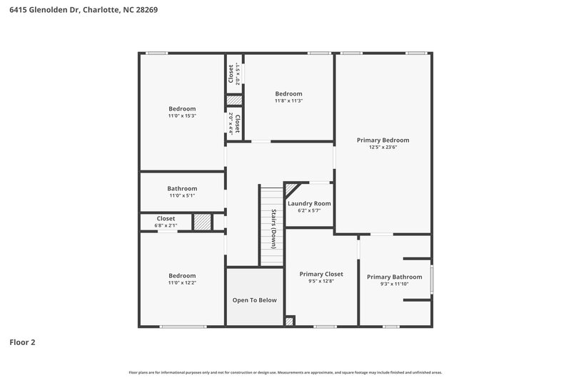 2,425/Mo, 6415 Glenolden Dr Charlotte, NC 28269 Floor Plan View 2
