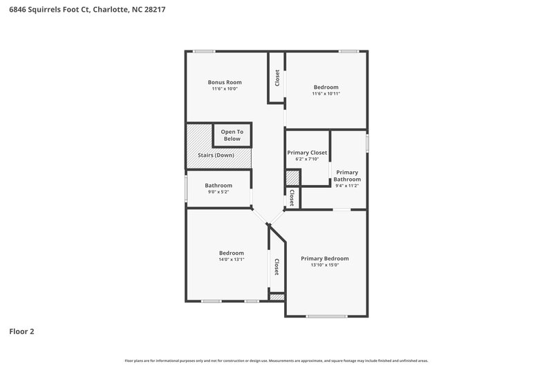 1,985/Mo, 6846 Squirrels Foot Ct Charlotte, NC 28217 Floor Plan View 2