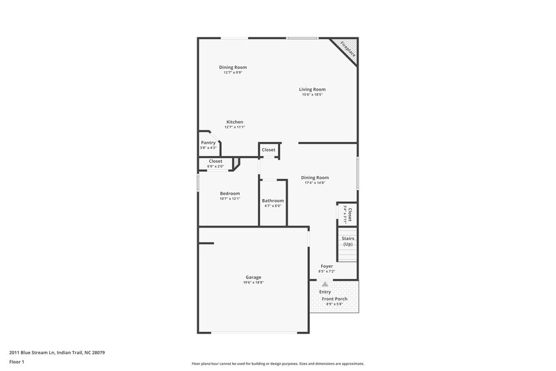 1,950/Mo, 2011 Blue Stream Ln Indian Trail, NC 28079 Floor Plan View