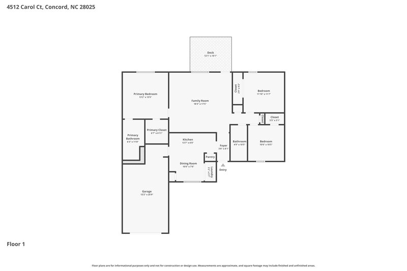 1,910/Mo, 4512 Carol Ct Concord, NC 28025 Floorplan View