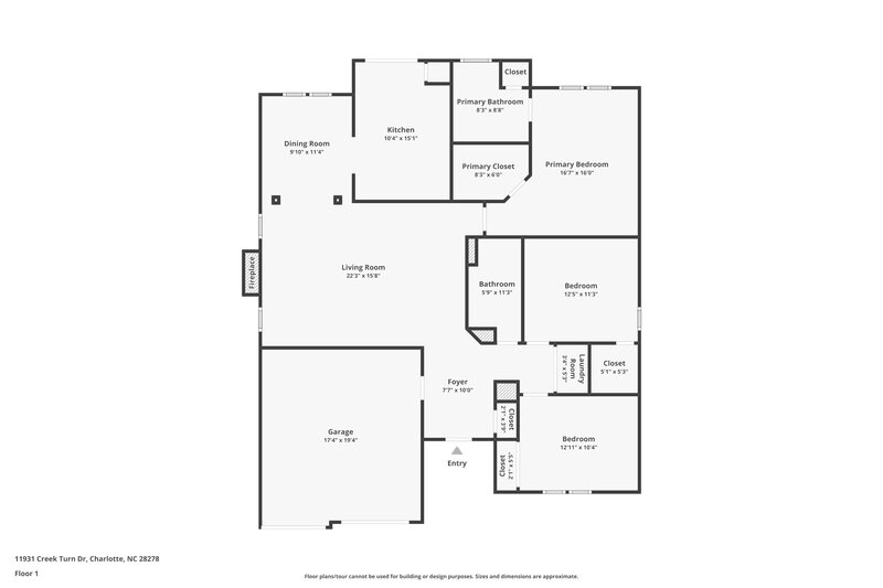 2,100/Mo, 11931 Creek Turn Dr Charlotte, NC 28278 Floorplan View
