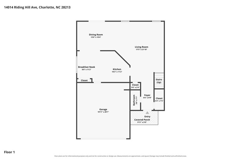 1,960/Mo, 14014 Riding Hill Ave Charlotte, NC 28213 Floor Plan View