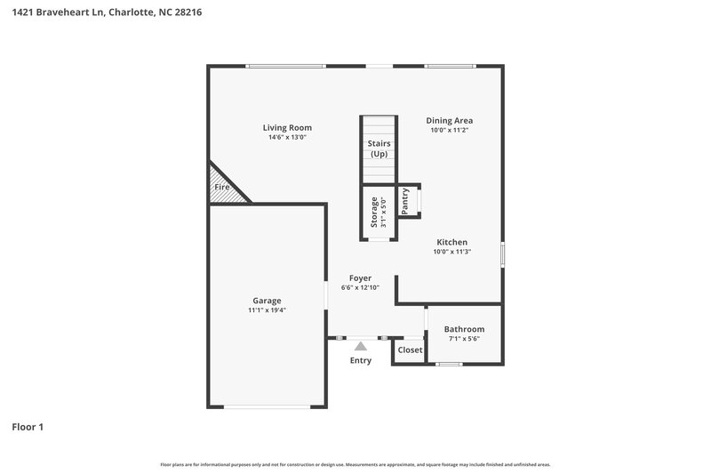 1,855/Mo, 1421 Braveheart Ln Charlotte, NC 28216 Floor Plan View