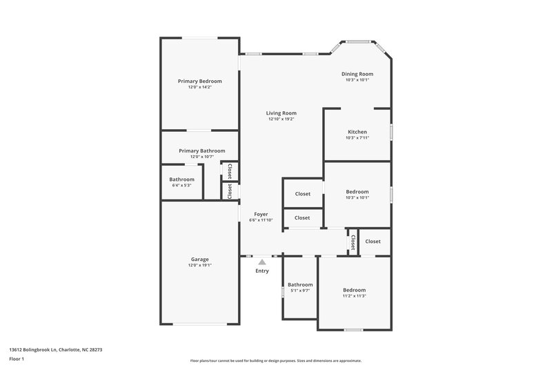 1,805/Mo, 13612 Bolingbrook Ln Charlotte, NC 28273 Floor Plan View
