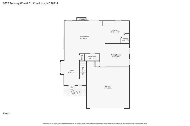 2,165/Mo, 9572 Turning Wheel Dr Charlotte, NC 28214 Floor Plan View