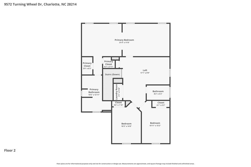 2,165/Mo, 9572 Turning Wheel Dr Charlotte, NC 28214 Floor Plan View 2