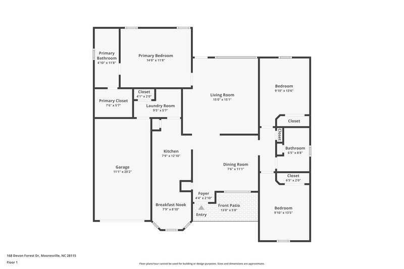 1,865/Mo, 168 Devon Forest Dr Mooresville, NC 28115 Floor Plan View