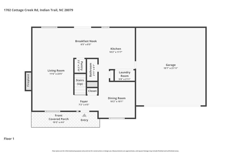2,280/Mo, 1702 Cottage Creek Rd Indian Trail, NC 28079 Floor Plan View
