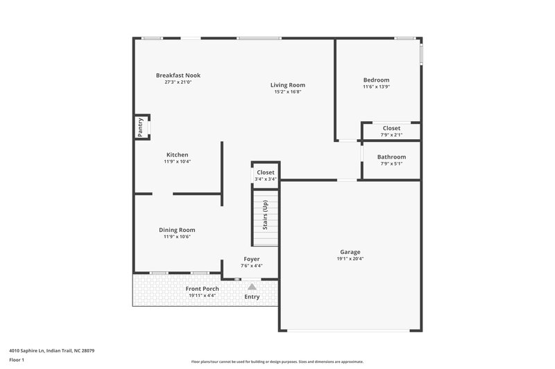 2,330/Mo, 4010 Saphire Ln Indian Trail, NC 28079 Floorplan View