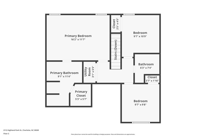 1,830/Mo, 2112 Highland Park Dr Charlotte, NC 28269 Floor Plan View 2