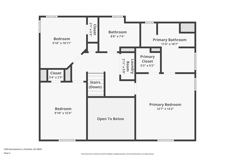 1,900/Mo, 7524 Heronwood Ln Charlotte, NC 28227 Floor Plan View 2
