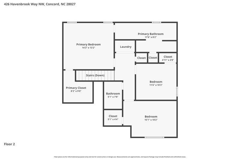2,060/Mo, 426 Havenbrook Way NW Concord, NC 28027 Floor Plan View 2