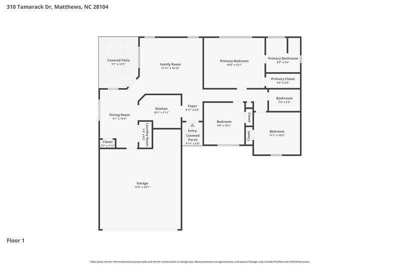 2,125/Mo, 310 Tamarack Dr Matthews, NC 28104 Floor Plan View