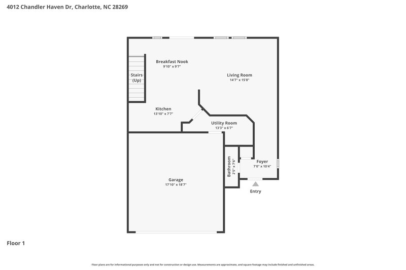 2,050/Mo, 4012 Chandler Haven Dr Charlotte, NC 28269 Floor Plan View