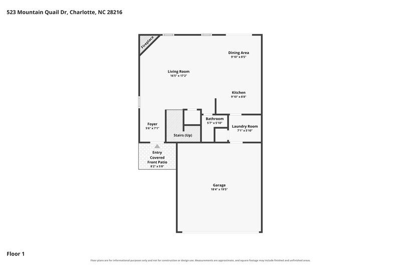1,905/Mo, 523 Mountain Quail Dr Charlotte, NC 28216 Floor Plan View