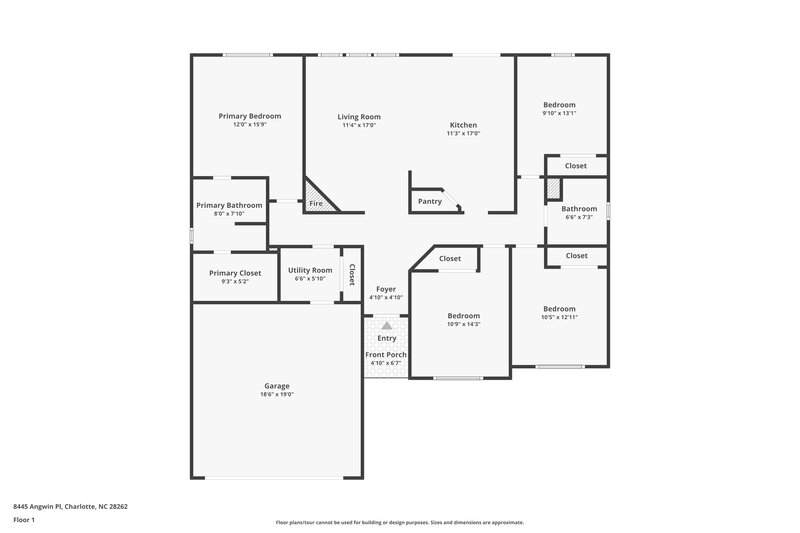 1,775/Mo, 8445 Angwin Pl Charlotte, NC 28262 Floor Plan View