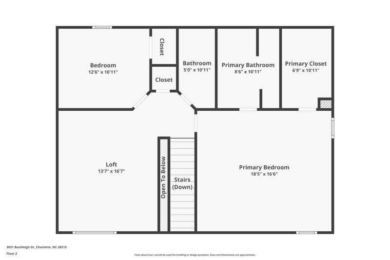 1,905/Mo, 3031 Buckleigh Dr Charlotte, NC 28215 Floorplan View 2