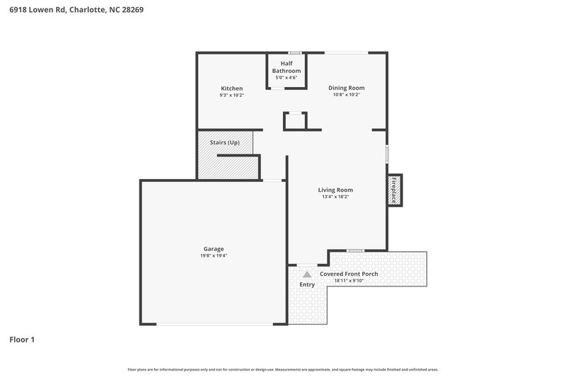 2,160/Mo, 6918 Lowen Rd Charlotte, NC 28269 Floor Plan View