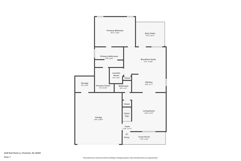 2,105/Mo, 4239 Red Shed Ln Charlotte, NC 28269 Floor Plan View