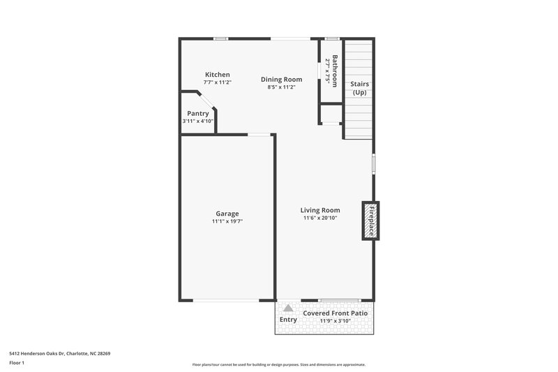 1,875/Mo, 5412 Henderson Oaks Dr Charlotte, NC 28269 Floor Plan View