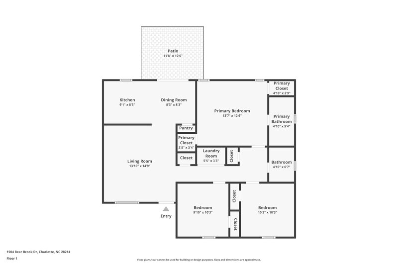 1,795/Mo, 1504 Bear Brook Dr Charlotte, NC 28214 Floor Plan View