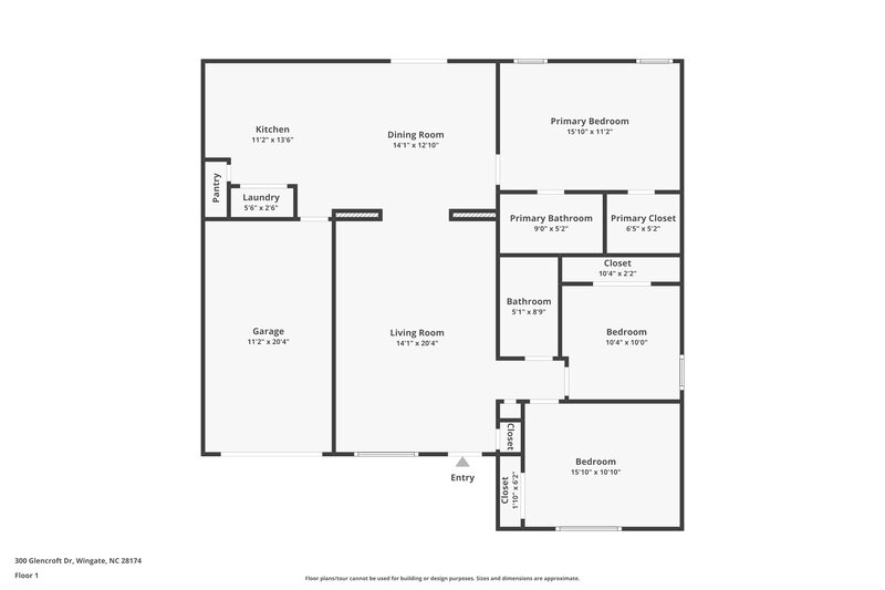 1,630/Mo, 300 Glencroft Dr Wingate, NC 28174 Floor Plan View
