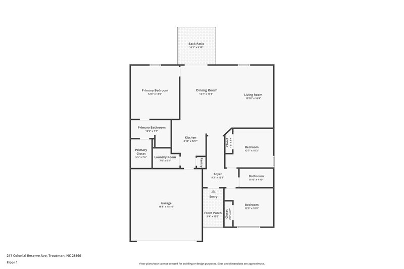 1,705/Mo, 217 Colonial Reserve Ave Troutman, NC 28166 Front View