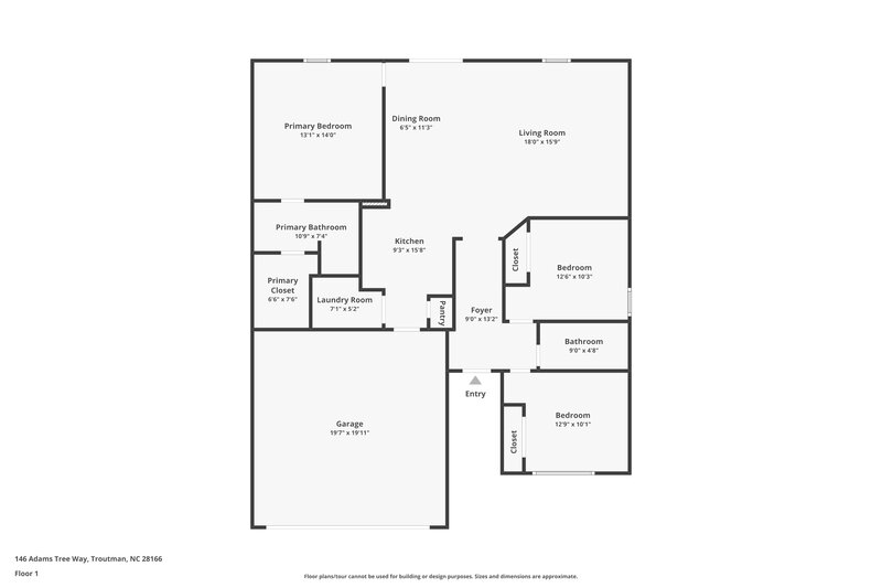 1,705/Mo, 146 Adams Tree Way Troutman, NC 28166 Floor Plan View