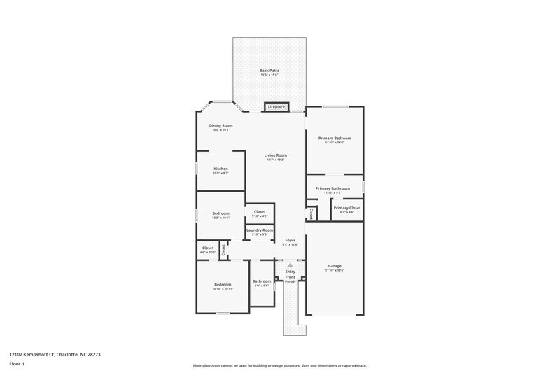 1,750/Mo, 12102 Kempshott Ct Charlotte, NC 28273 Floor Plan View