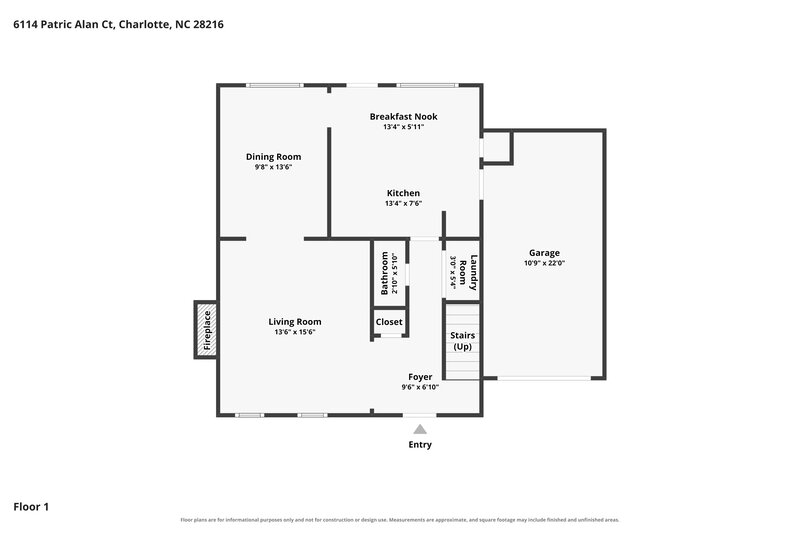 1,860/Mo, 6114 Patric Alan Ct Charlotte, NC 28216 Floorplan View