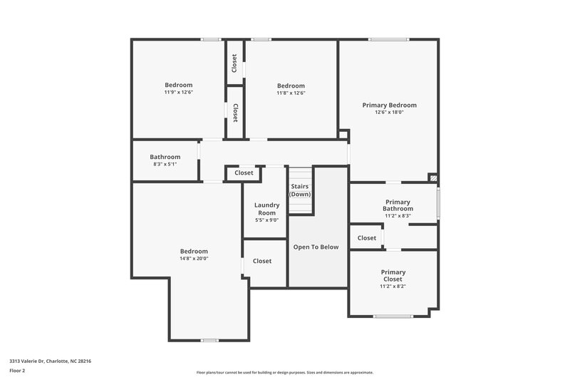 2,065/Mo, 3313 Valerie Dr Charlotte, NC 28216 Floor Plan View 2