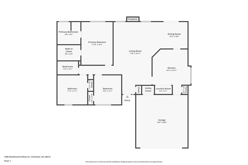 2,050/Mo, 1506 Newfound Hollow Dr Charlotte, NC 28214 Floor Plan View
