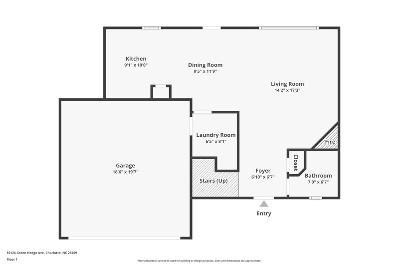 2,005/Mo, 10126 Green Hedge Ave Charlotte, NC 28269 Floor Plan View