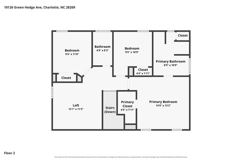 1,960/Mo, 10126 Green Hedge Ave Charlotte, NC 28269 Floorplan View 2