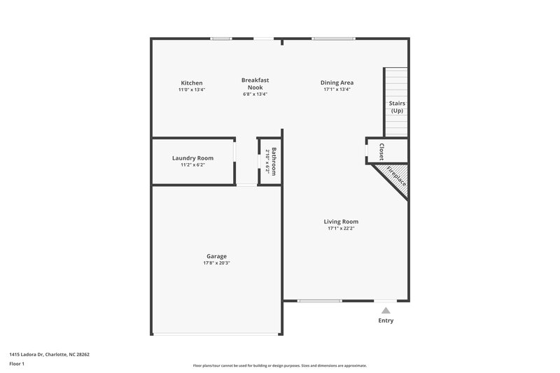 2,280/Mo, 1415 Ladora Dr Charlotte, NC 28262 Floorplan View