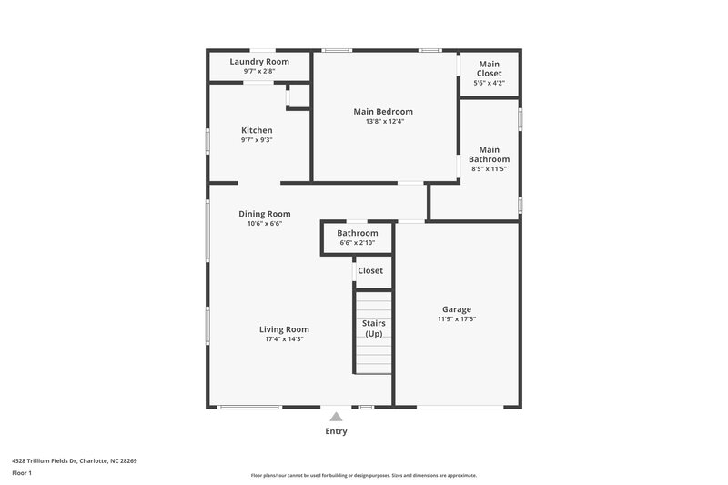 2,760/Mo, 4528 Trillium Fields Dr Charlotte, NC 28269 Floor Plan View 2