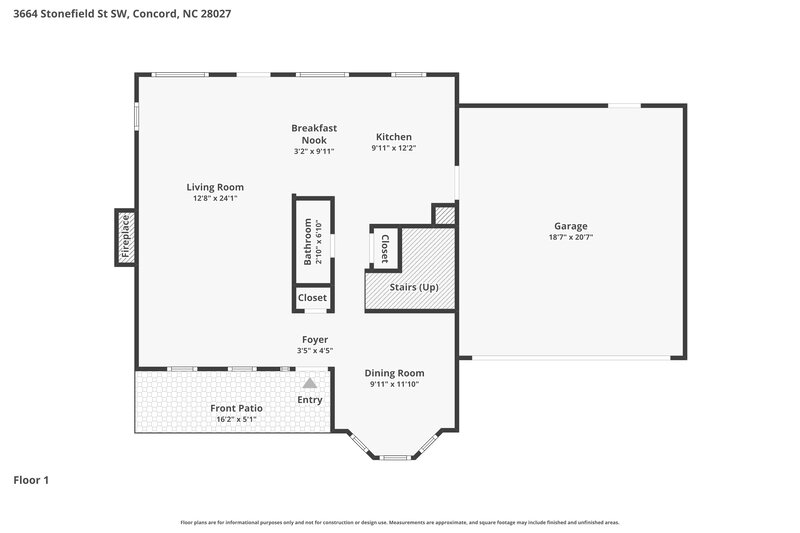 2,030/Mo, 3664 Stonefield St SW Concord, NC 28027 Floorplan View