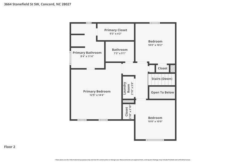 2,030/Mo, 3664 Stonefield St SW Concord, NC 28027 Floorplan View 2