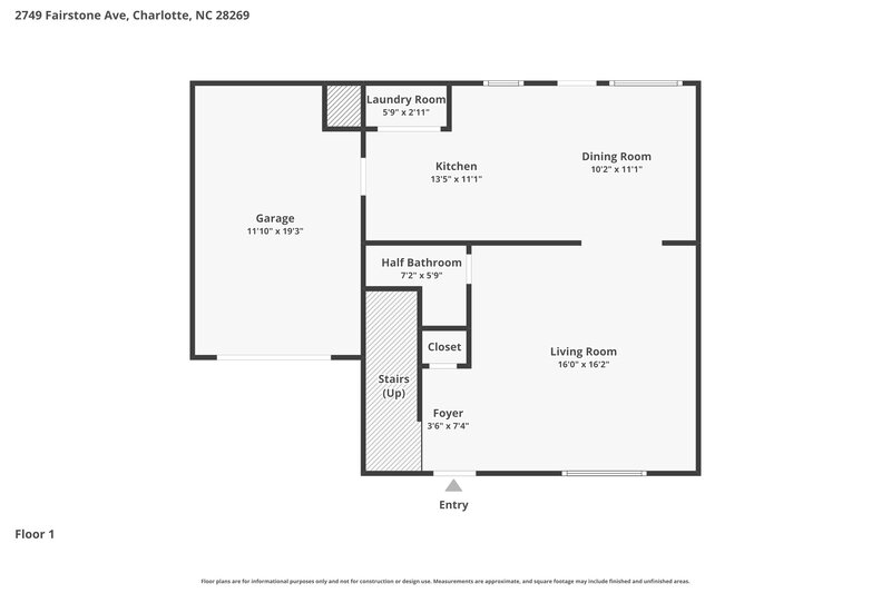 1,890/Mo, 2749 Fairstone Ave Charlotte, NC 28269 Floorplan View